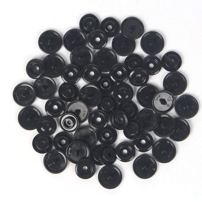 BetterJonny 100 Sets KAM Snaps Buttons, BetterJonny Size 20 T5 Glossy Round Resin Plastic Buttons Fasteners Punch Poppers for Cloth Diaper/Bibs/Nappies - Image 1